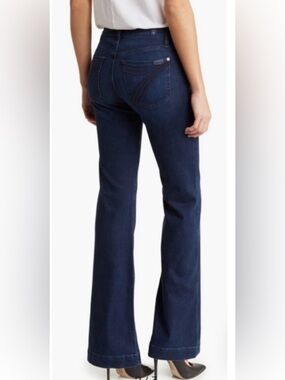 NWT 7 For All Mankind Dojo in Blue Black Santiago Jeans Flare Stretch Jeans 30